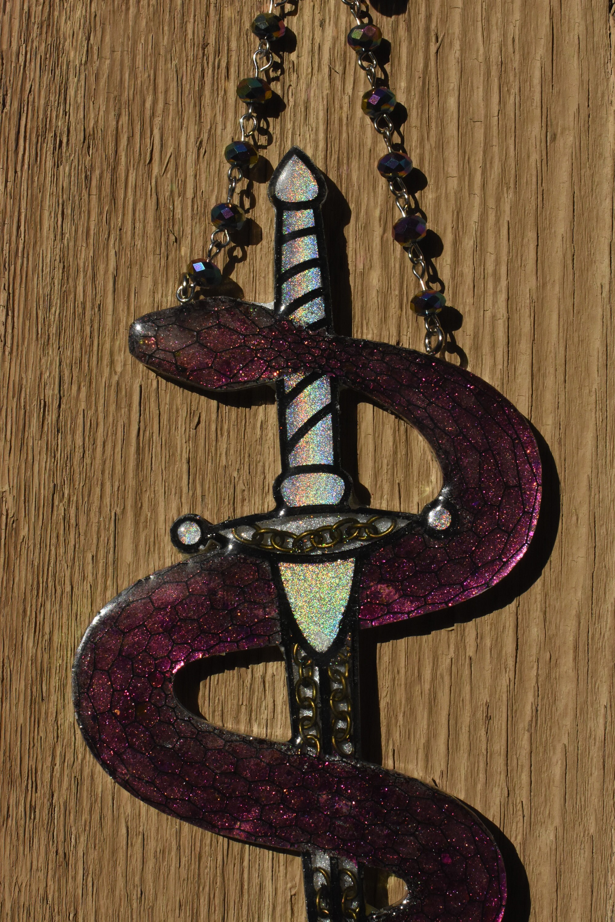 Colorshifting Caduceus Resin Wall Hanging Snake and Dagger | Etsy