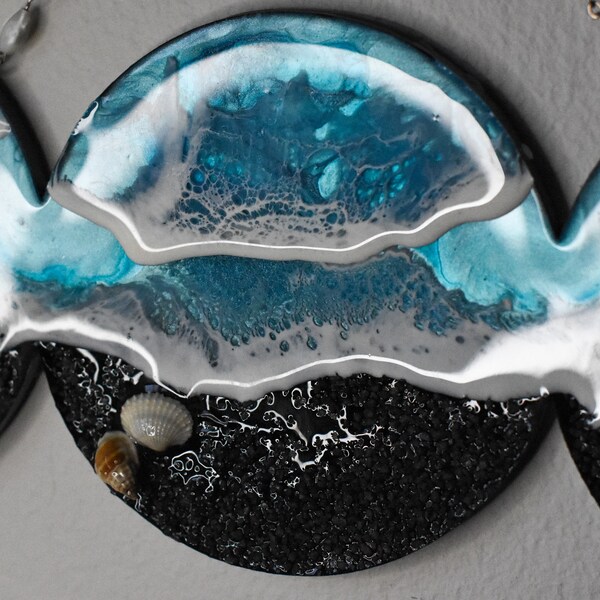 Moon Ocean BeachScape - Resin Waves - Resin OceanScape - Triple Moon Goddess - Beach Decor - Ocean Decor - Resin Beach Scene