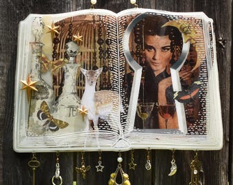 Resin Collage Book Sculpture with Authentic 1966 Vintage Playboy Magazine | Celestial WhimsiGoth Retro Wall Decor