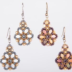 Belle Fleur Earrings using Kite Beads -PDF Beading Tutorial