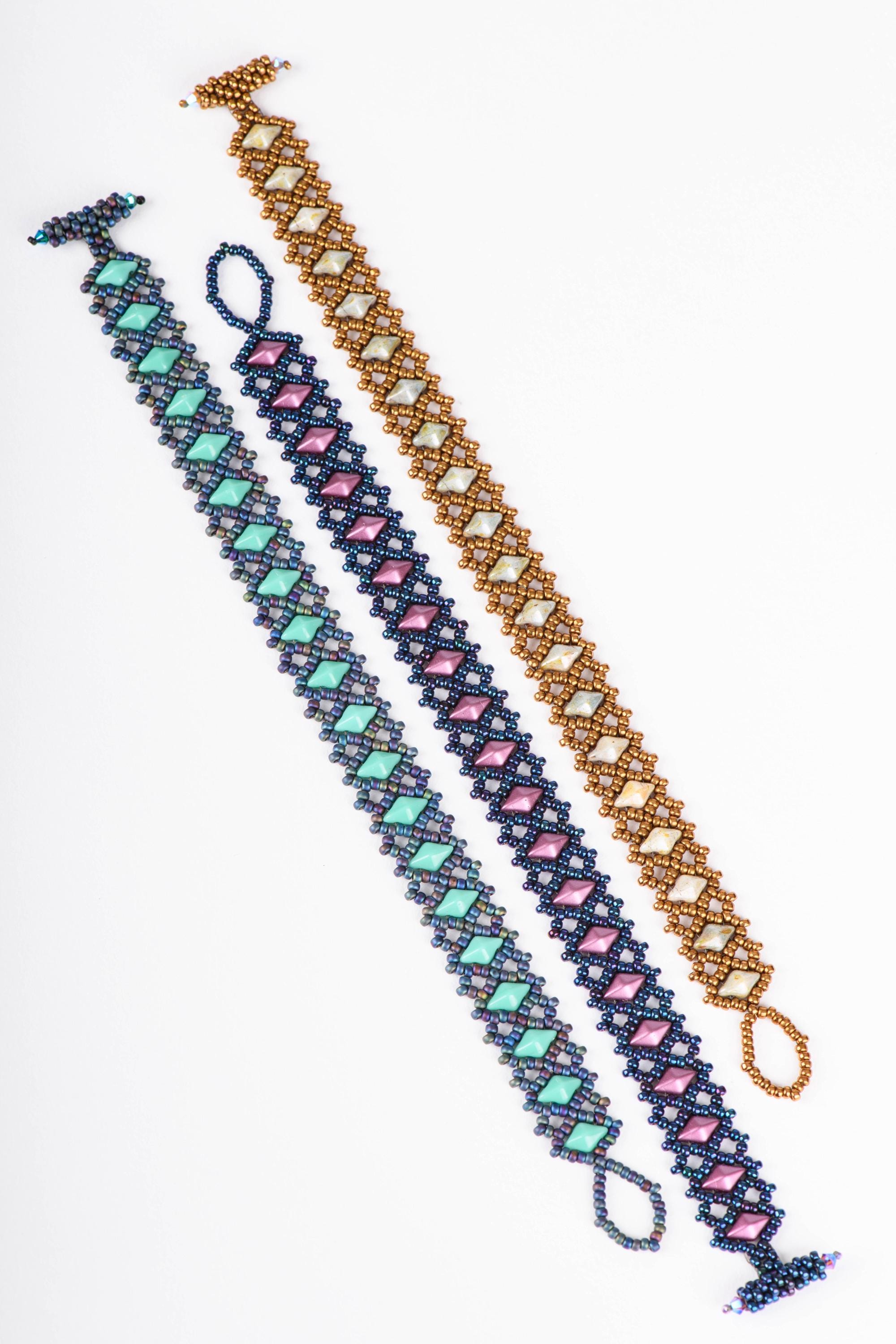 Diamond Lace Bracelet Pattern Using Diamonduo or Gemduo and Seed Beads ...