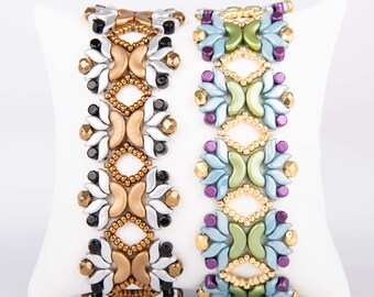 Blooming Lotus Bracelet Pattern using Arcos, Minos and StormDuo beads - PDF Beading Tutorial