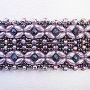 Basketweave Bracelet Pattern using SuperDuos, Seed Beads and 3mm Fire Polish - PDF Tutorial Beading