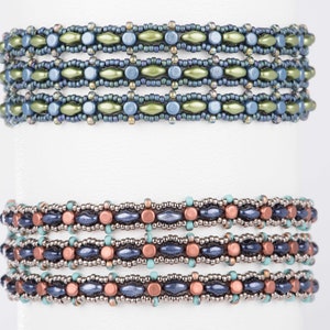 Mini Minos Bracelet Pattern using Minos and SuperDuo Beads - PDF Tutorial Beading
