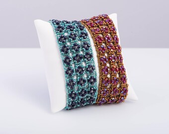 La Piazza Bracelet Pattern using Seed Beads and 3mm Fire Polish - PDF Tutorial Beading