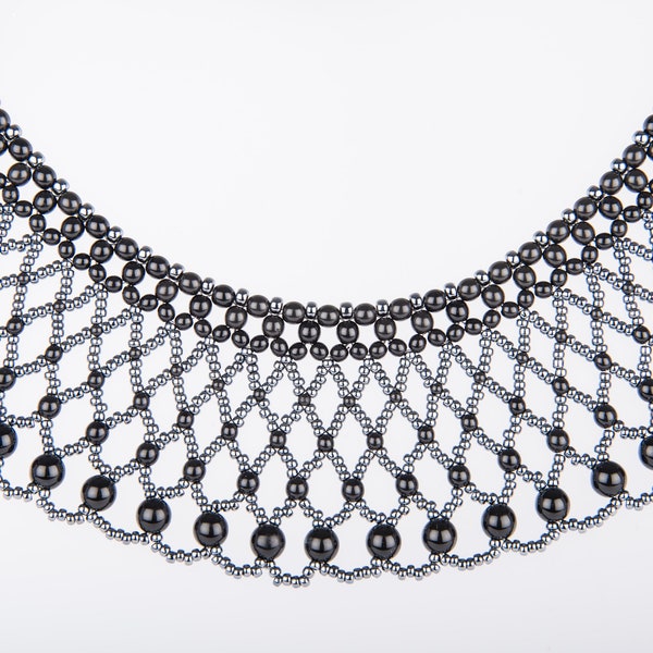 Ruth Bader Ginsburg Inspired Netted Collar Necklace using Seed Beads and Pearls - PATTERN ONLY PDF Beading Tutorial