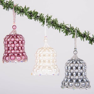 Silver Bells Beaded Christmas Holiday Ornament Pattern using Pearls PDF Tutorial