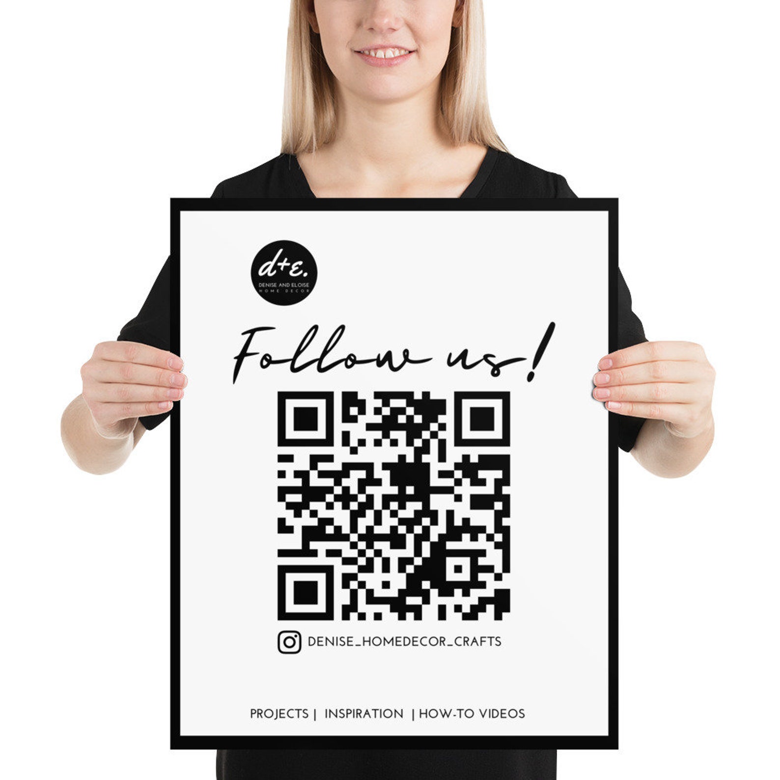 Follow Us Custom QR Code Poster Print Etsy