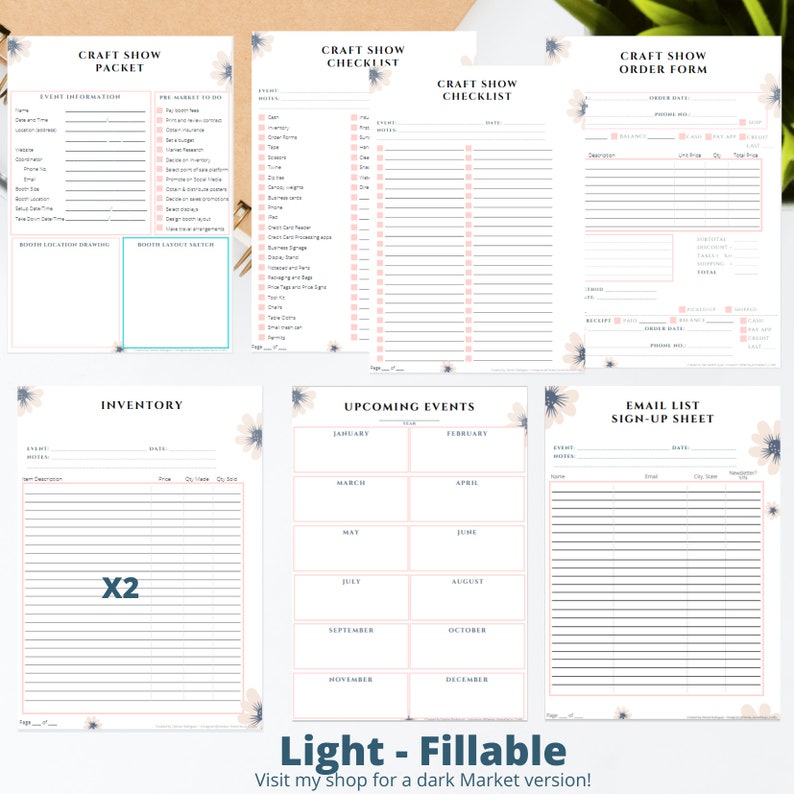 FILLABLE Craft Show Checklist order and To Do Packet 8 PDF | Etsy
