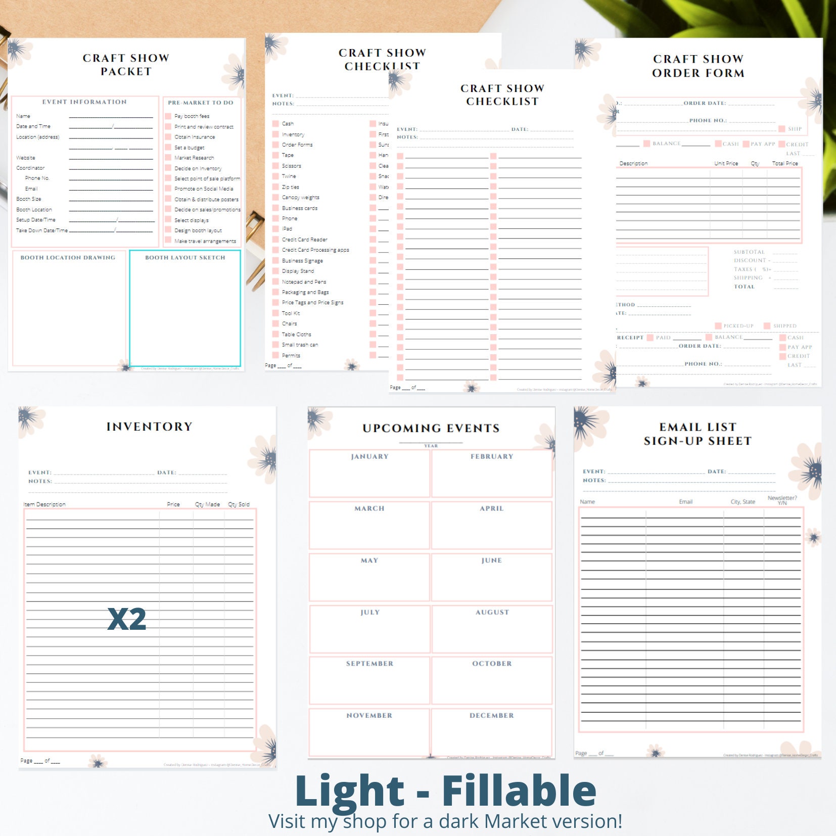 FILLABLE Craft Show Checklist and To Do Packet 8 PDF pages | Etsy