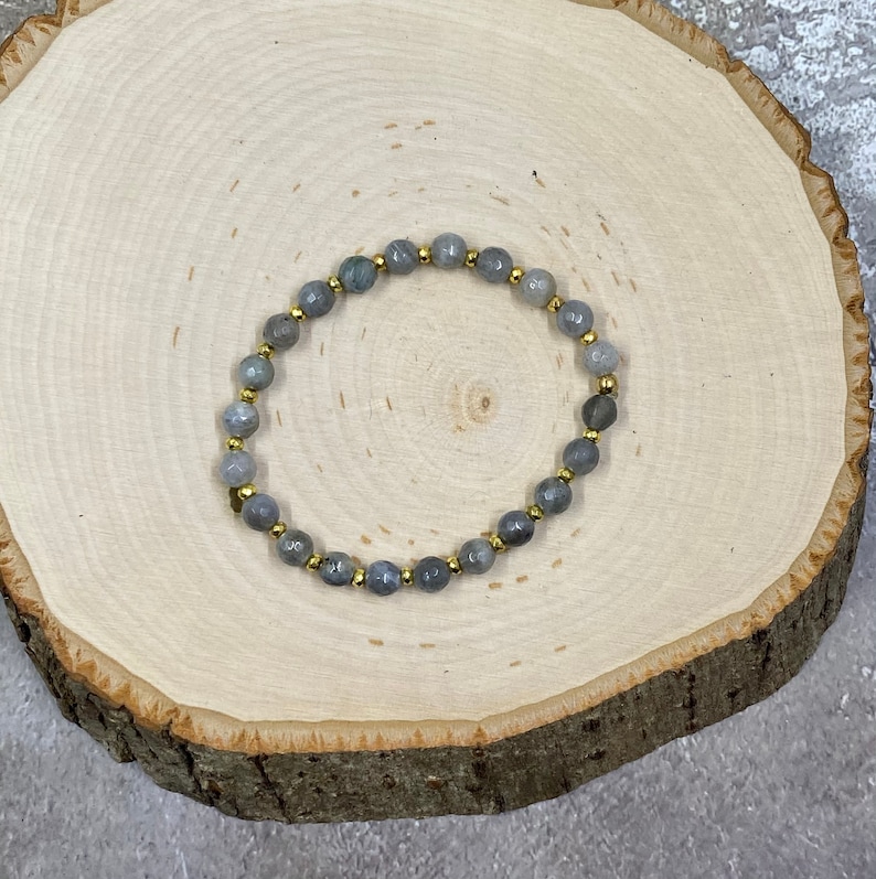 Power Gemstone Labradorite stretch healing crystal bracelet natural gemstone stretch jewelry