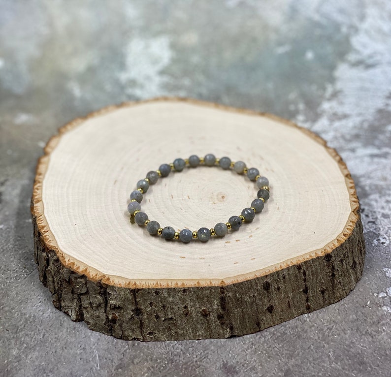 Power Gemstone Labradorite stretch healing crystal bracelet natural gemstone stretch jewelry