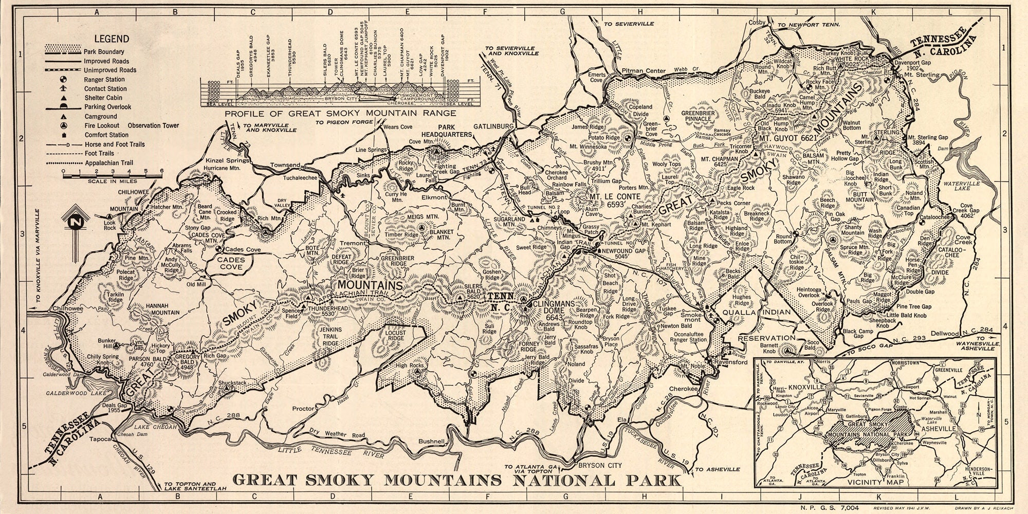 Great Smoky National Park Map Great Smoky Mountain National Park Map / Gatlinburg Tennessee | Etsy Uk