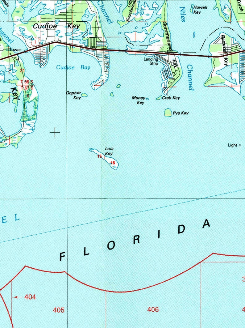 Key West Map/ Topographic Florida Map / Nautical Key West Etsy