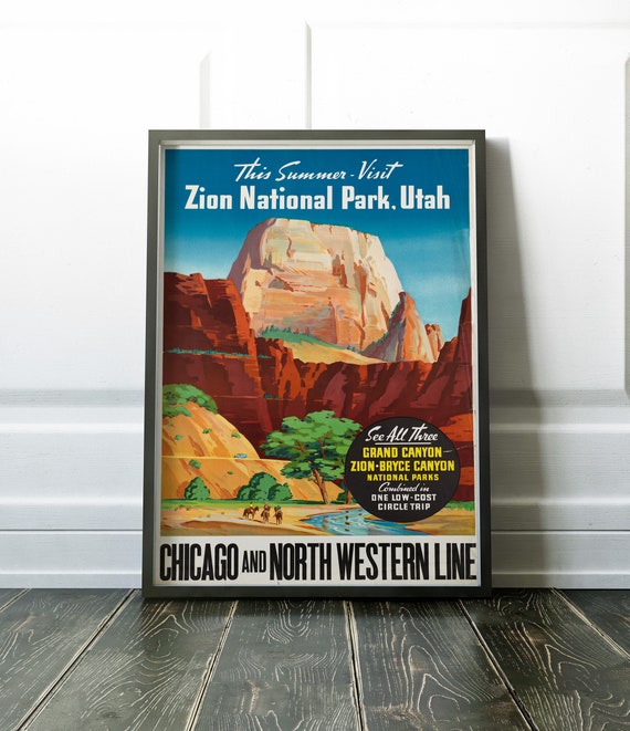 Zion Grand Canyon Bryce Vintage National USA Parks Poster Repro FREE SH