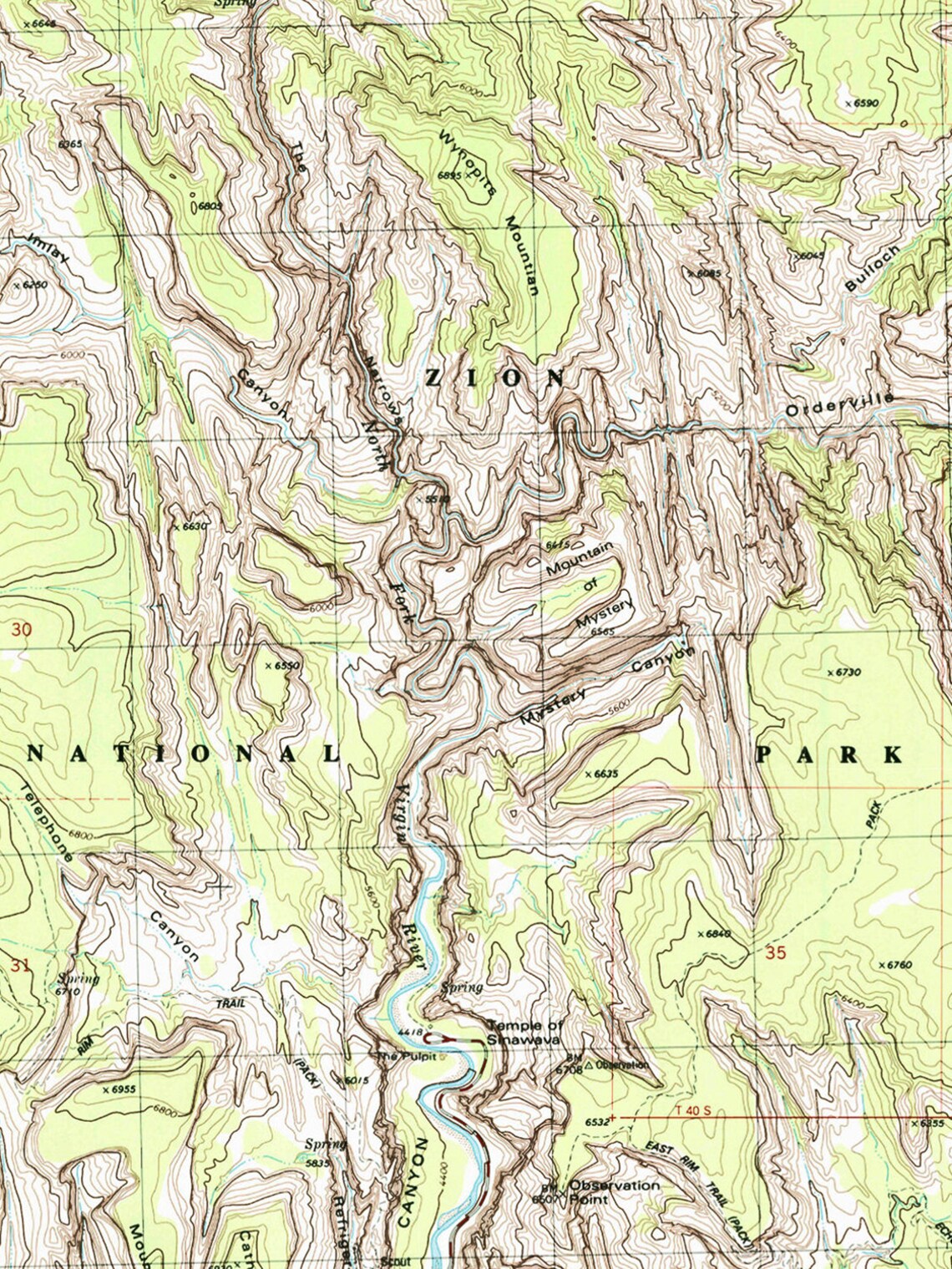 Zion National Park Map / Utah Topographic Map Print / National Etsy