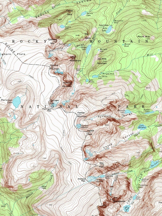 Rocky Mountain National Park Boundary Rocky Mountain National Park Map Print Estes Park Colorado | Etsy Uk