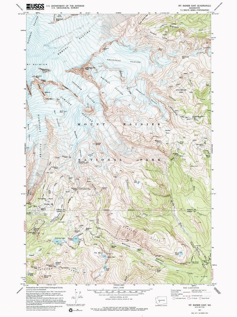 Mount Rainier Print / Rainier Topographic Map / Mount Rainier - Etsy