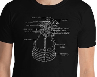 Apollo Saturn V • F-1 Moon Rocket Motor • Blueprint Illustration • Short-Sleeve Unisex T-Shirt