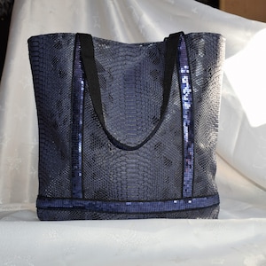 Grand Sac de classe - cabas en simili cuir dragon de Comodo et paillettes, pour la rentrée