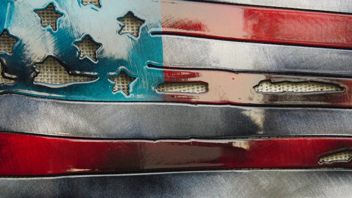 American Flag Distressed Metal Art Wall Hanging Etsy
