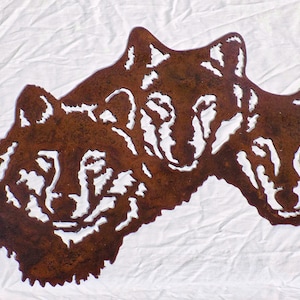 Wolf Trio Metall Wandkunst in Rost-Optik