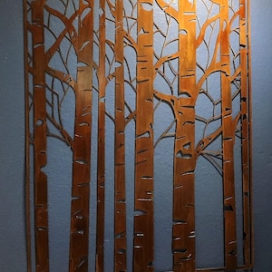 Aspen /  Birch trees metal wall art in rust finish