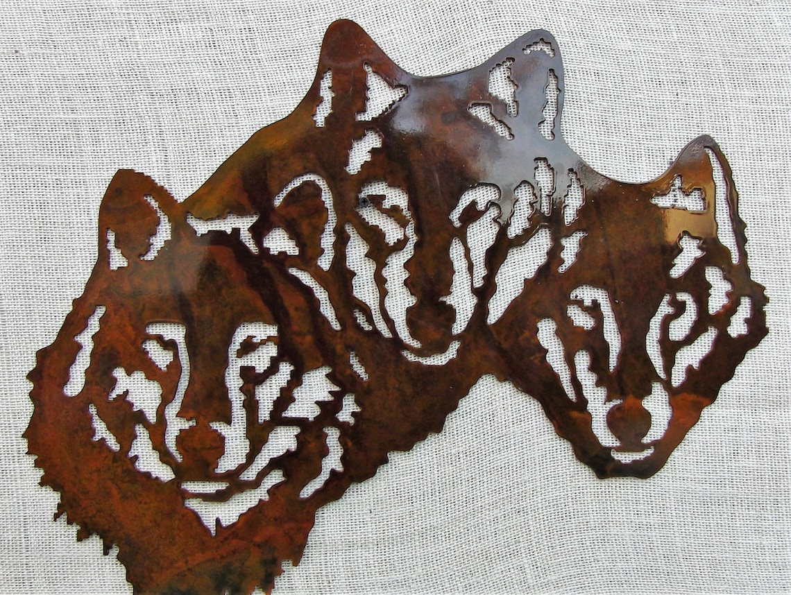 Wolf Trio Metal Wall Art in a Rust Finish Etsy