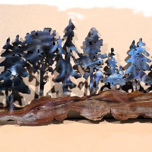 Forest scene landscape metal wall art