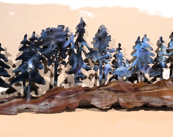 Forest scene landscape metal wall art