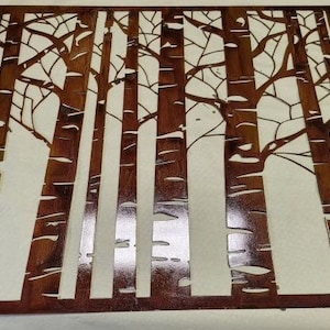 Aspen /  Birch trees metal wall art in rust finish