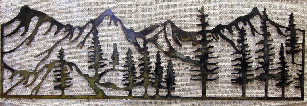 Mountain and Trees Scene Metal Wall Art - Etsy