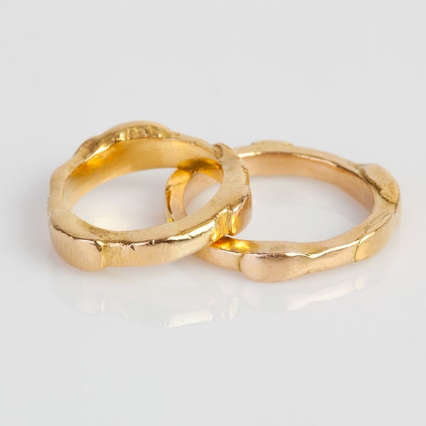 Gold 22K & 24K Wedding Ring Band, Abstract Gold Wedding Ring, Unique Statement Wedding Band Ring, Modern Unisex Wedding Band Ring, Gold Ring