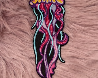 Colourful Iron On Jellyfish Embroidery Patch