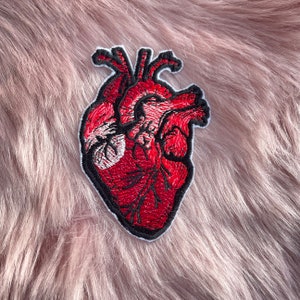 Embroidered Human Heart Organ Iron On Embroidery Patch