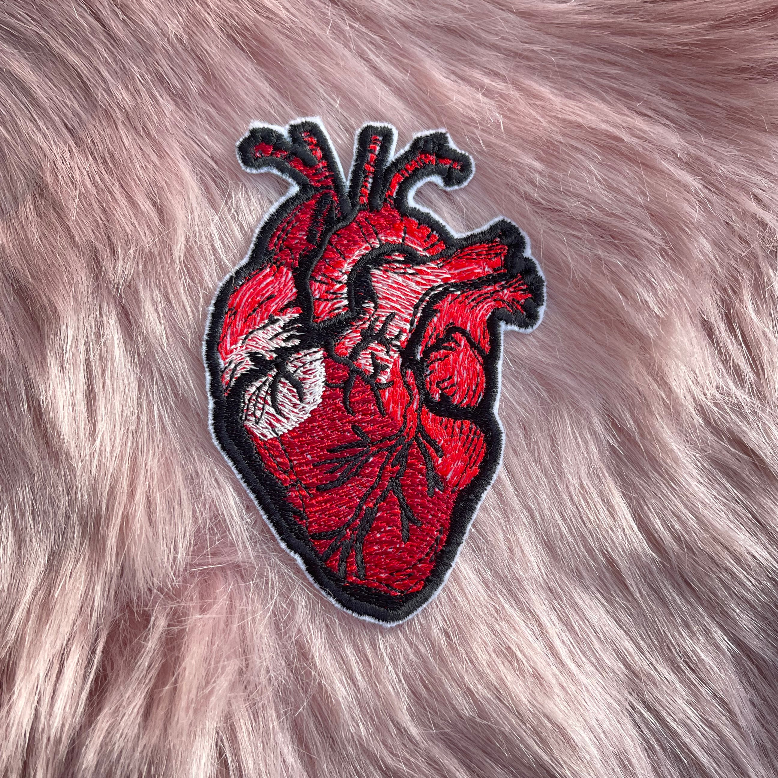 Anatomy Heart Iron on Patch, 3.5 Inch Heart,patch Heart,embroidery  Patch,sew on Patch, Funky Patch,cool Patches,hippy X-ray 