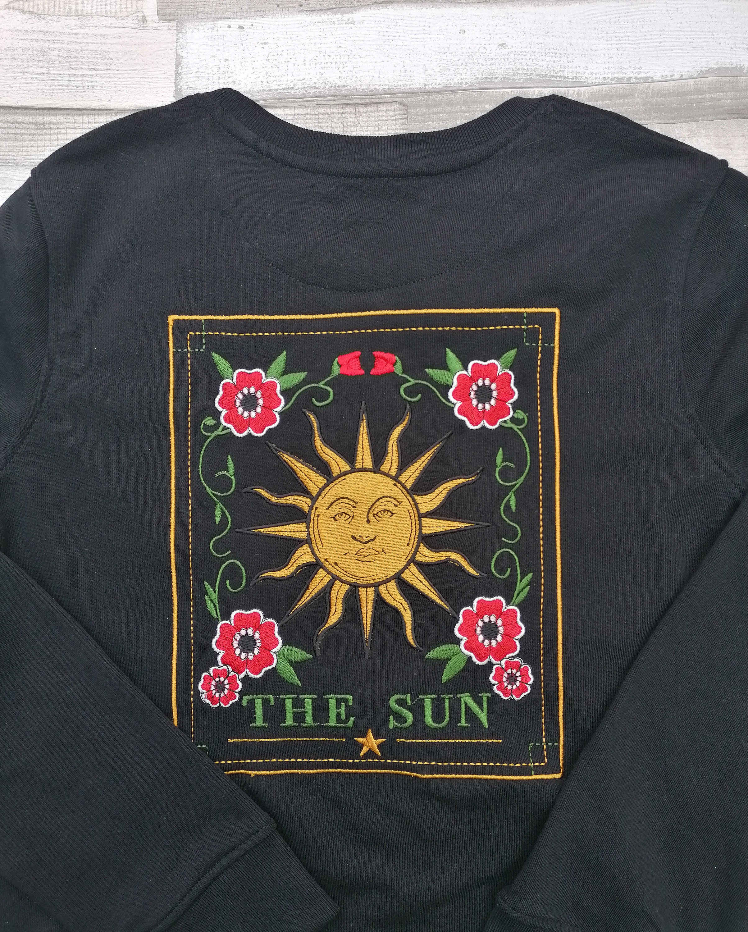 The Sun Tarot Organic Sweater Jumper Floral Front and Back - Etsy UK