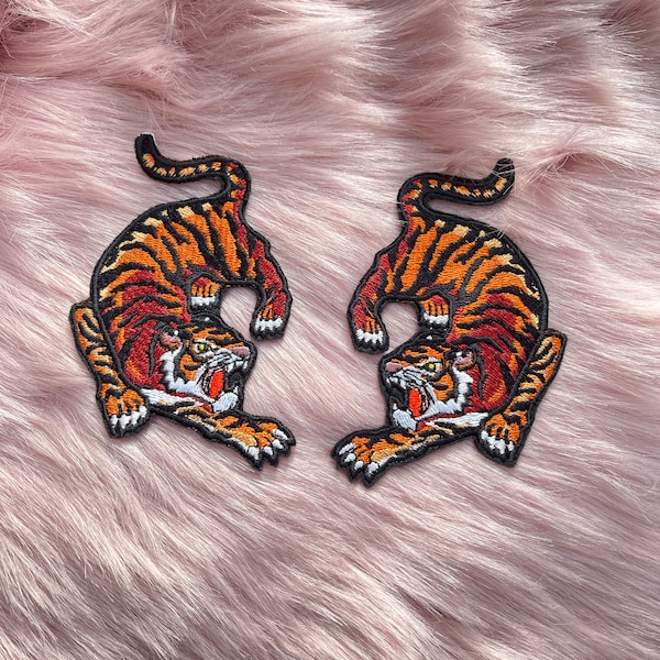 Iron On Chinese Art Inspired Tiger Embroidery Patch