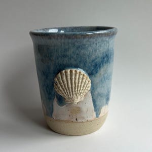 Handmade Seashell Ceramic Mug – Coastal Beach Pottery – Ocean Inspired Coffee Cup
