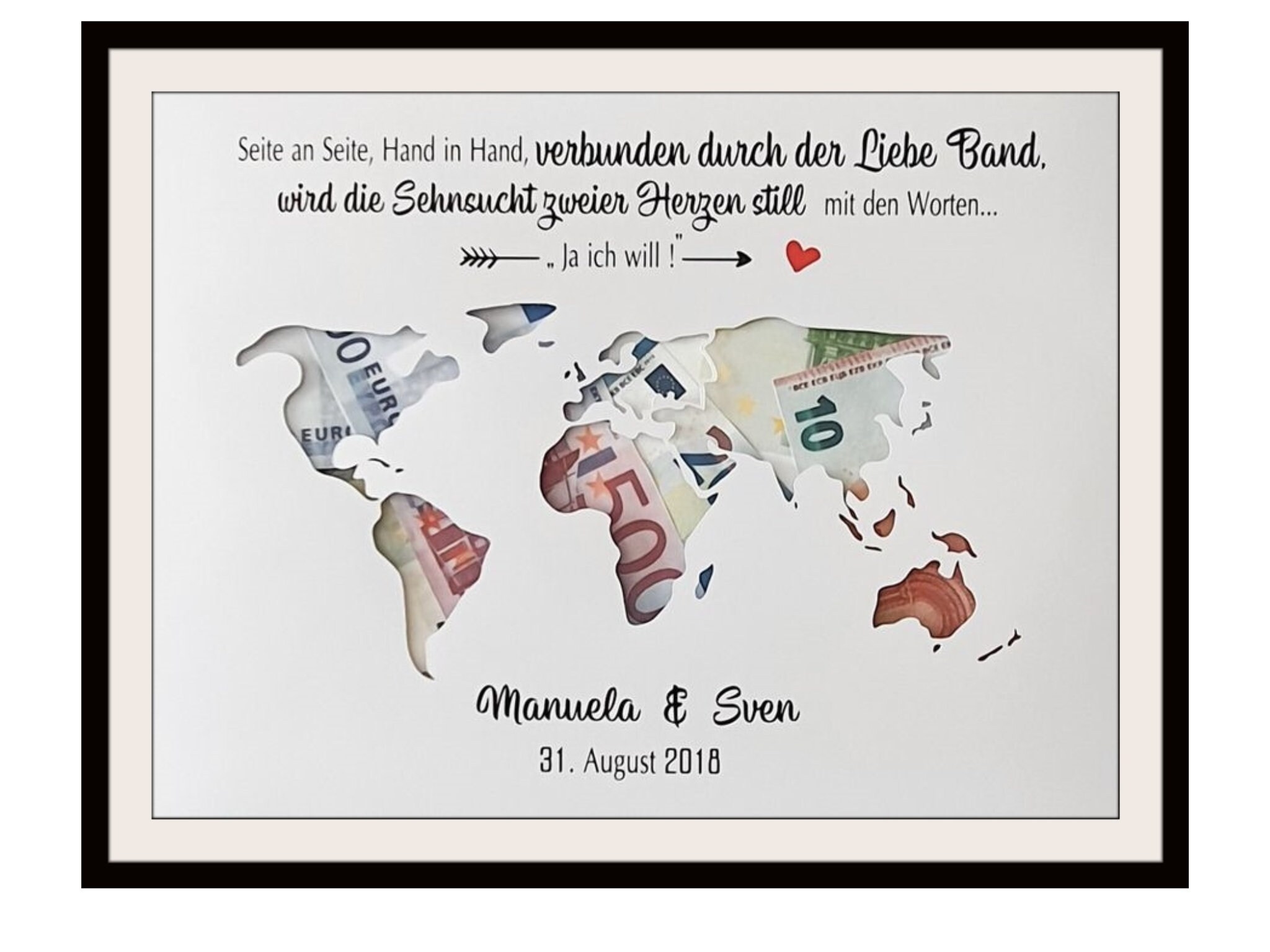 Money Gift Wedding with Name Wedding Gift Birthday World Map Custom G…