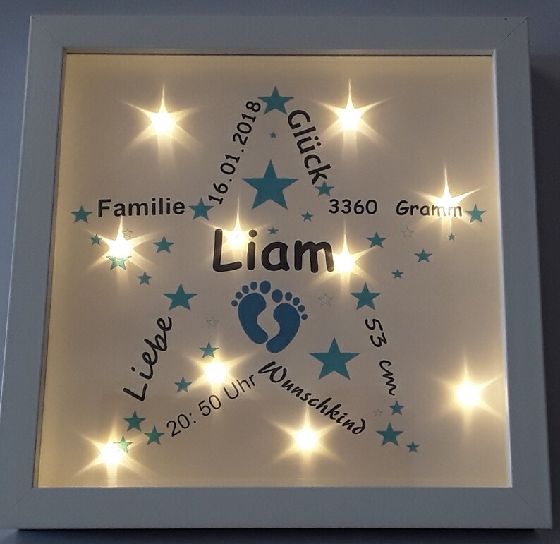 Bilderrahmen beleuchtet Geburt Taufe 551/393 Etsy