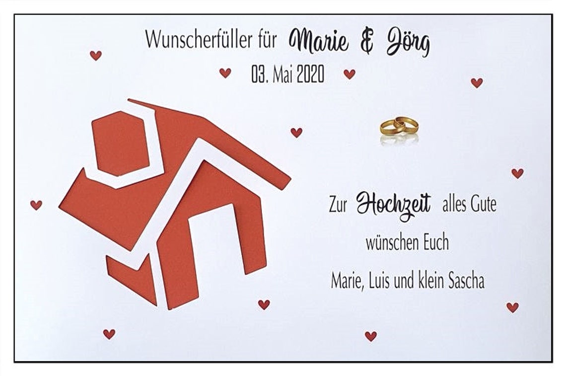 Geldgeschenk Hochzeit Haus personalisiert mit Namen Geschenk Etsy.de