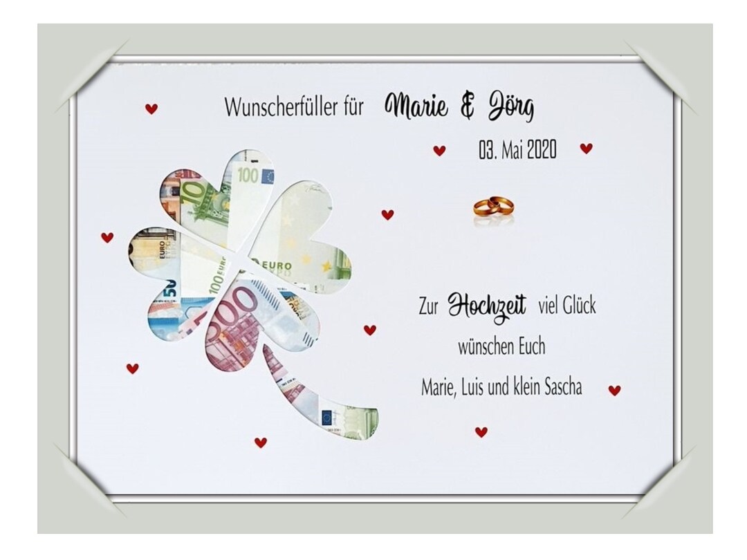 Geldgeschenk Hochzeitsgeschenk Glück Kleeblatt vierblättrig Etsy.de