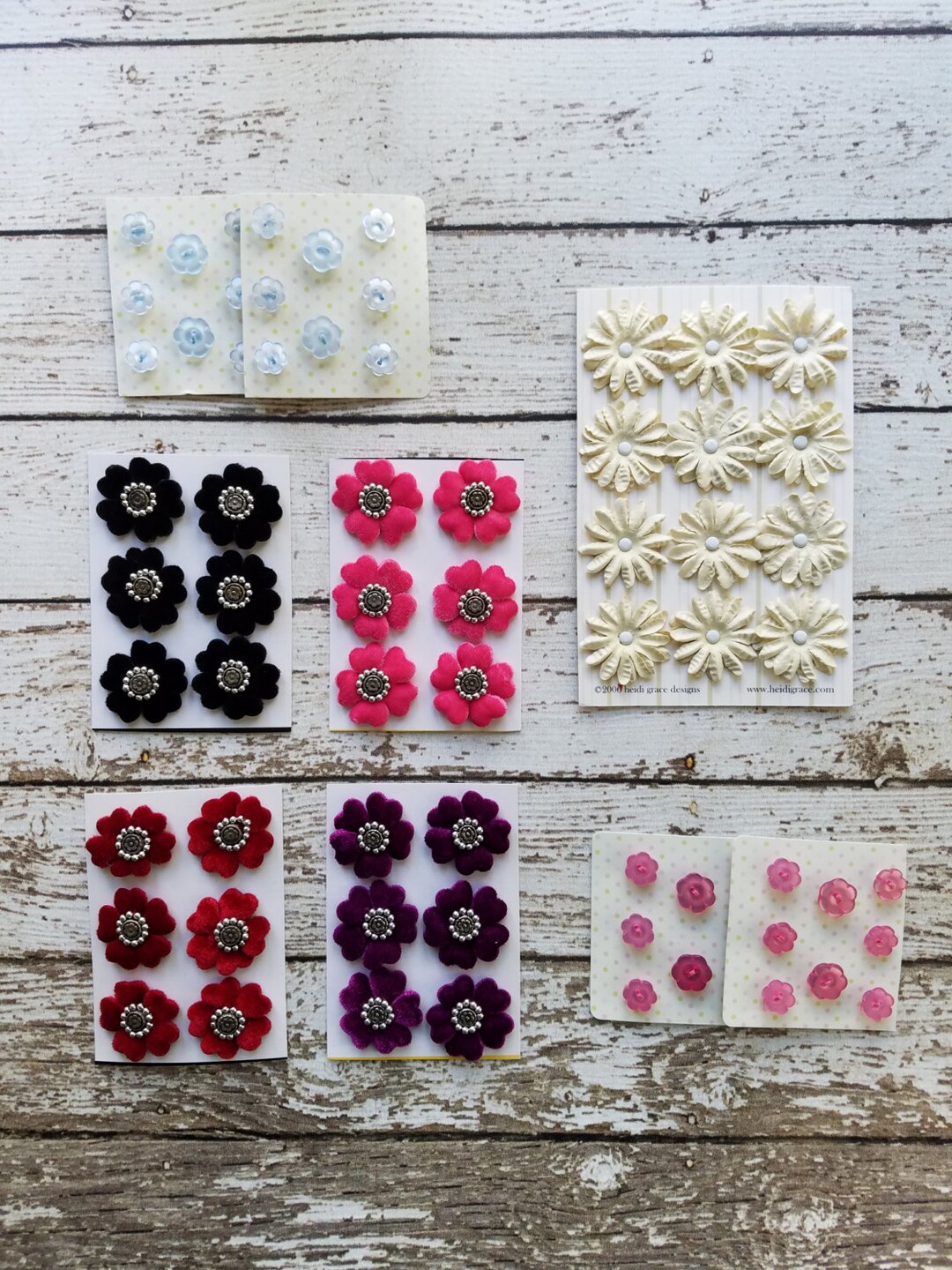 9 Packs of Floral Brads, Brad Assortment, Scrapbooking Embellishments 4