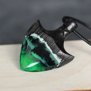 Pendant crystal arrowhead. Aurora borealis resin jewelry. Northern lights. Glowing pendant. Wooden pendant for women & men. 5th Anniversary