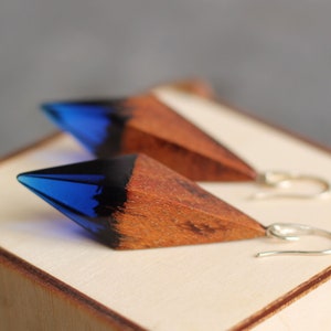 Handcrafted Wood and Resin Dangle Earrings - Unique Nature-Inspired Jewelry