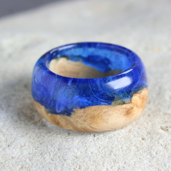 Ocean resin ring Mermaid ring Wood resin ring Summer ring | Etsy