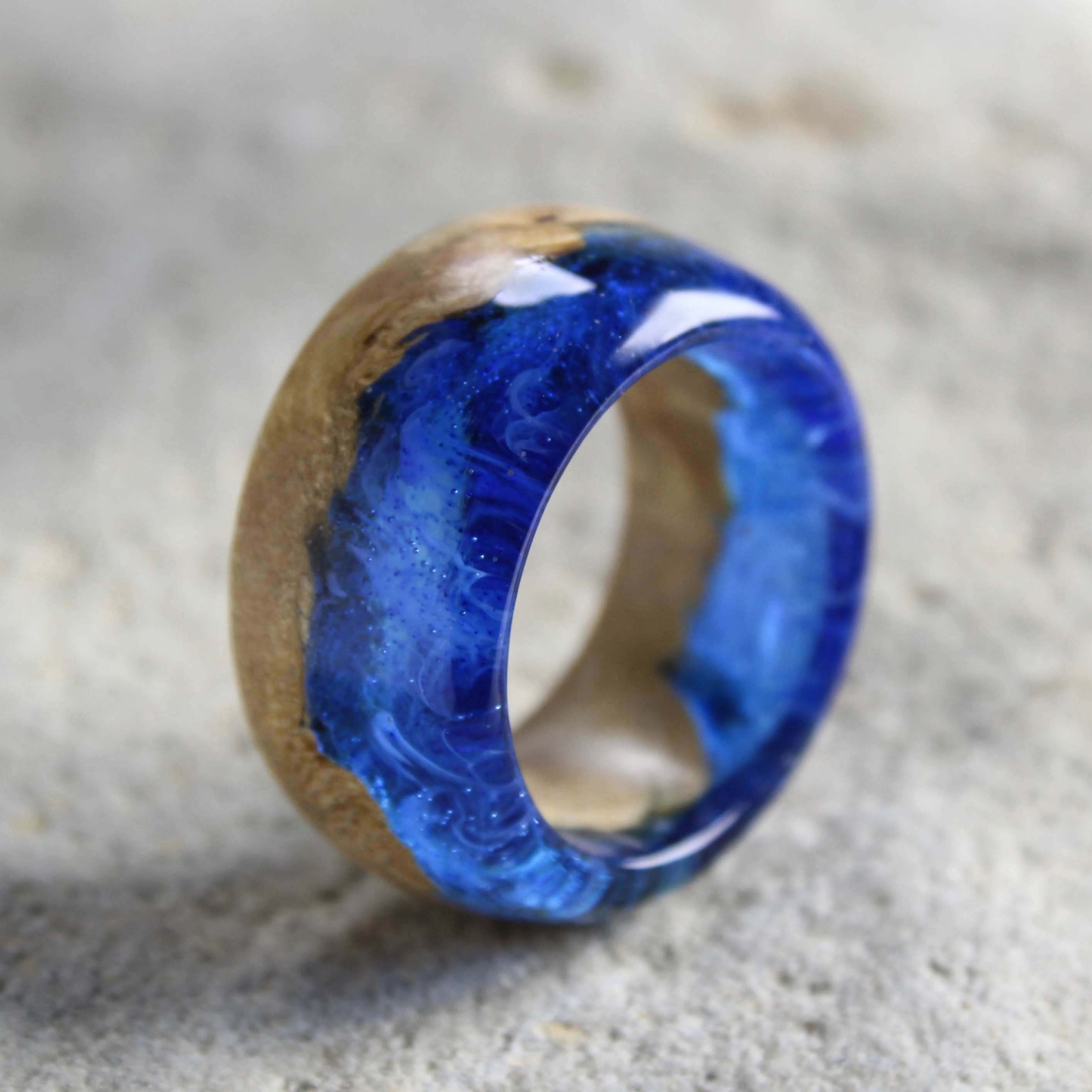 Ocean resin ring Mermaid ring Wood resin ring Summer ring | Etsy