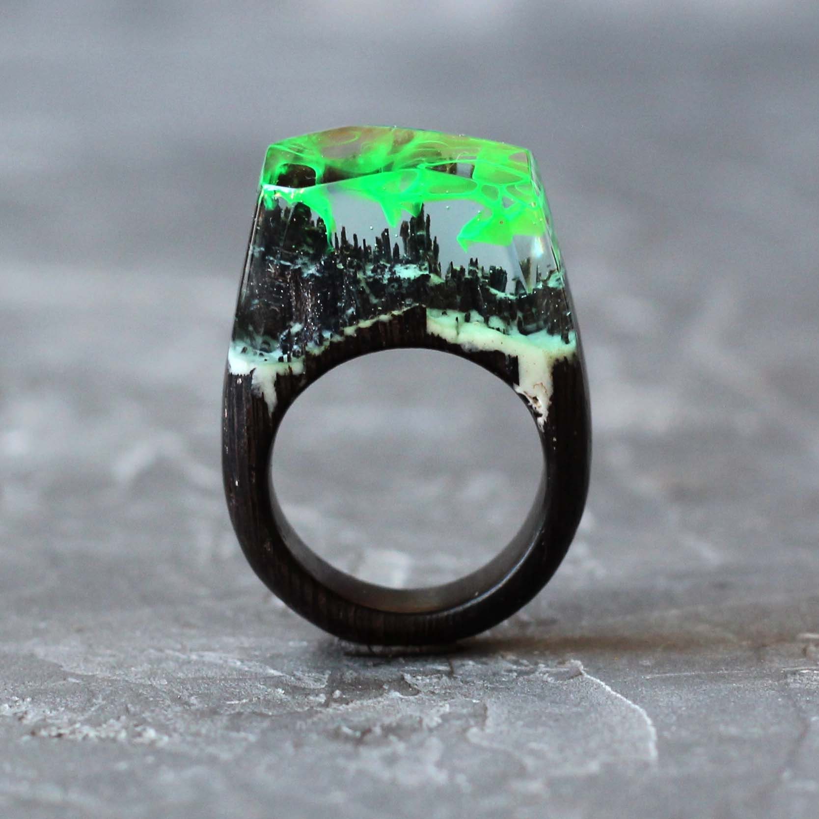 HOT Secret Wood Resin Ring Glow Ring Wood Secret Wood Ring