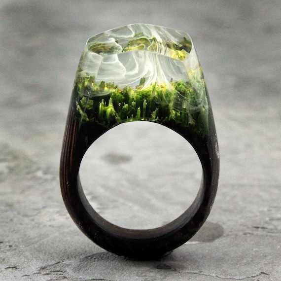 Resin Wood Ring Secret World Inside The Ring Wooden Rings for Women